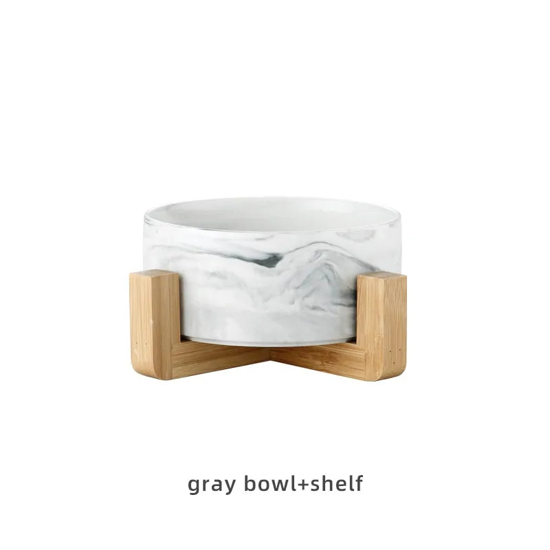 Marbling Ceramic Double Bowl For Pet