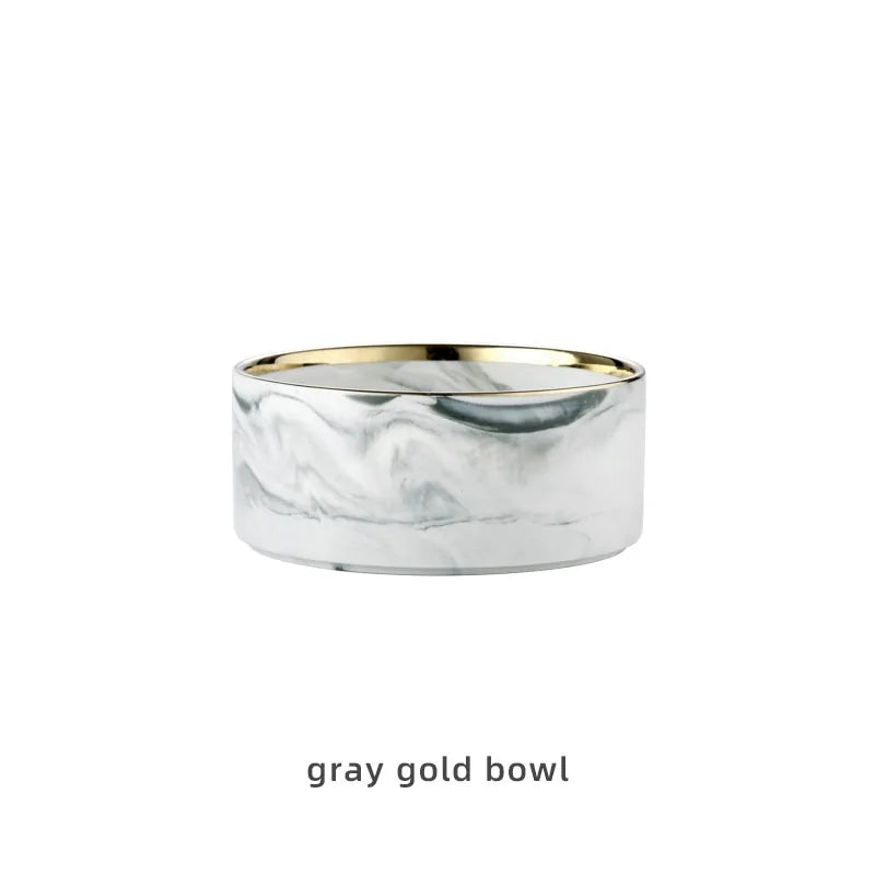 Marbling Ceramic Double Bowl For Pet